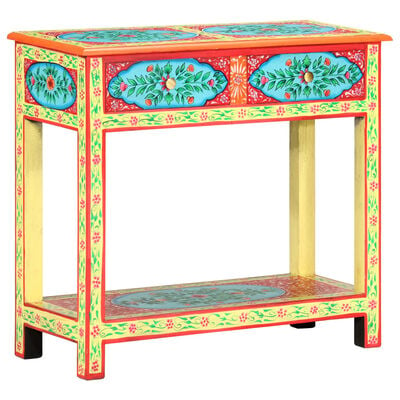 vidaXL Table console peinte à la main 80x35x75 cm Bois de manguier