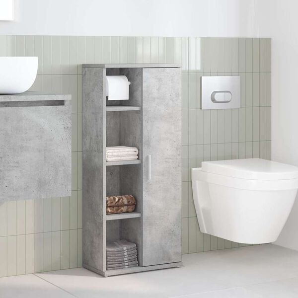vidaXL Meuble de salle de bain avec porte-rouleau gris béton