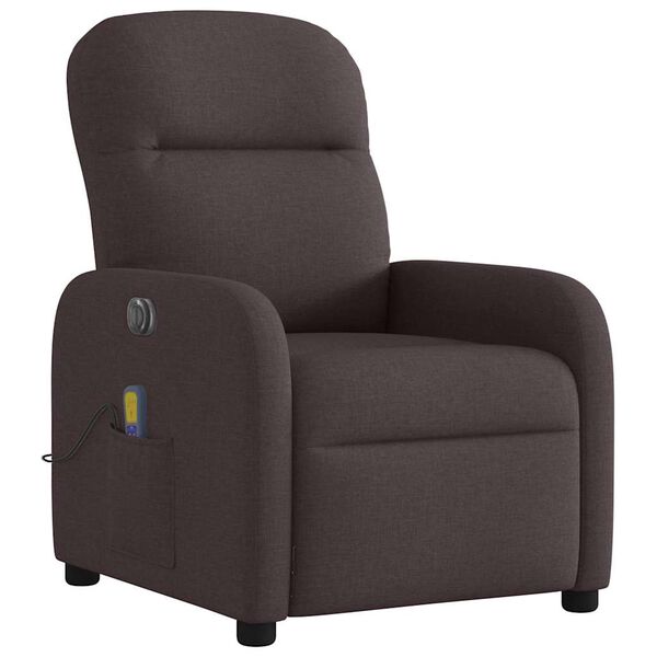 vidaXL Fauteuil de massage inclinable &eacute;lectrique Marron fonc&eacute; Tissu