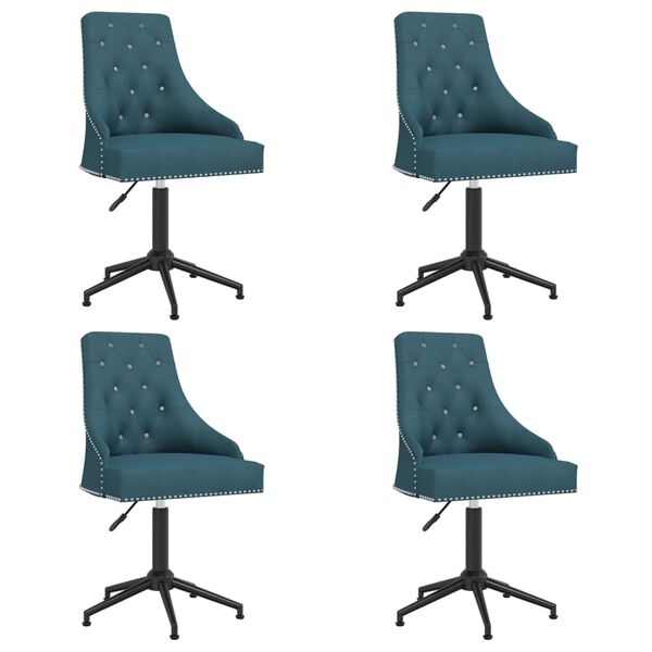vidaXL Chaises pivotantes &agrave; manger lot de 4 Bleu Velours