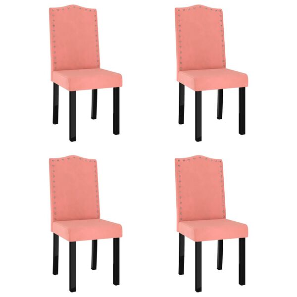 vidaXL Chaises &agrave; manger lot de 4 rose velours