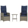 vidaXL Lot de 2 chaises de jardin inclinables avec Table en r&eacute;sine tress&eacute;e grise