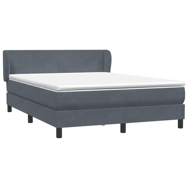 vidaXL Sommier &agrave; lattes de lit et matelas gris fonc&eacute; 140x210cm velours