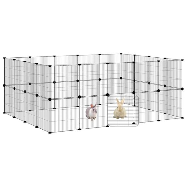 vidaXL Cage animaux de compagnie &agrave; 36 panneaux et porte Noir 35x35 cm
