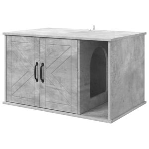 vidaXL Maison pour chat B&eacute;ton 85 x 55 x 50 cm Bois d'ing&eacute;nierie