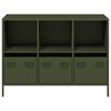 vidaXL Buffet vert olive 101,5x39x73,5 cm acier lamin&eacute; &agrave; froid