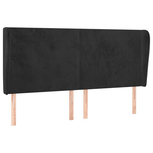 vidaXL T&ecirc;te de lit avec oreilles Noir 163x23x118/128 cm Velours