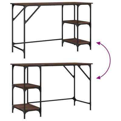 vidaXL Bureau chêne marron 120x50x75 cm métal et bois d'ingénierie