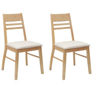 vidaXL Chaises de salle &agrave; manger 2 pc Bois de Caoutchouc Massif