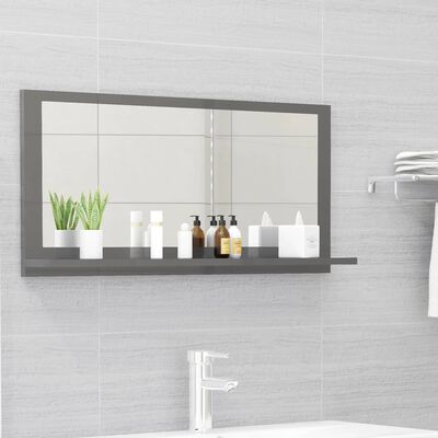 vidaXL Miroir de salle de bain Gris brillant 80x10,5x37 cm Aggloméré