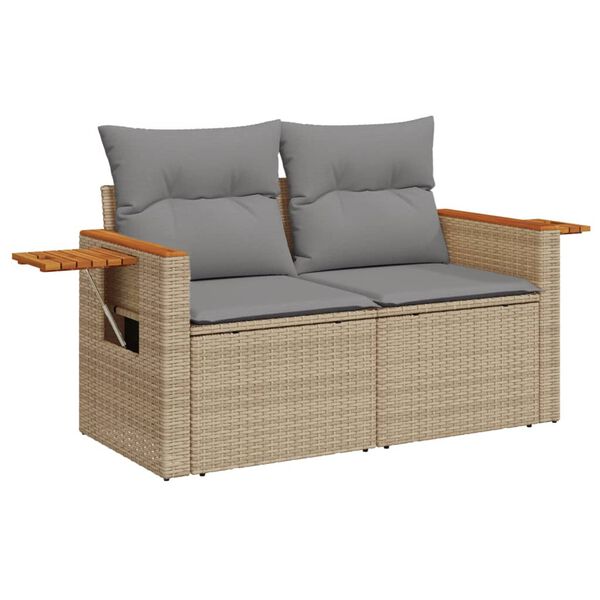 vidaXL Salon de jardin avec coussins 6 pcs beige r&eacute;sine tress&eacute;e