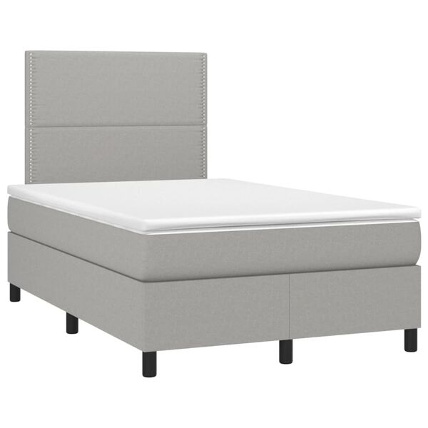 vidaXL Sommier &agrave; lattes de lit et matelas gris clair 120x190 cm tissu