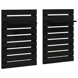 vidaXL &Eacute;tag&egrave;res de chevet murales 2 pcs Noir Bois de pin massif