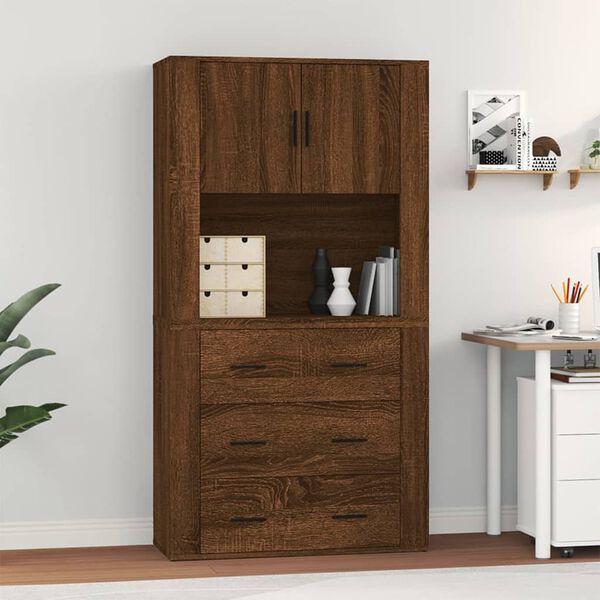 vidaXL Buffet haut Ch&ecirc;ne marron Bois d'ing&eacute;nierie