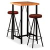 vidaXL Ensemble de bar 3 pcs Bois d'acacia massif et cuir véritable