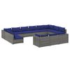 vidaXL Salon de jardin 13 pcs avec coussins Gris R&eacute;sine tress&eacute;e