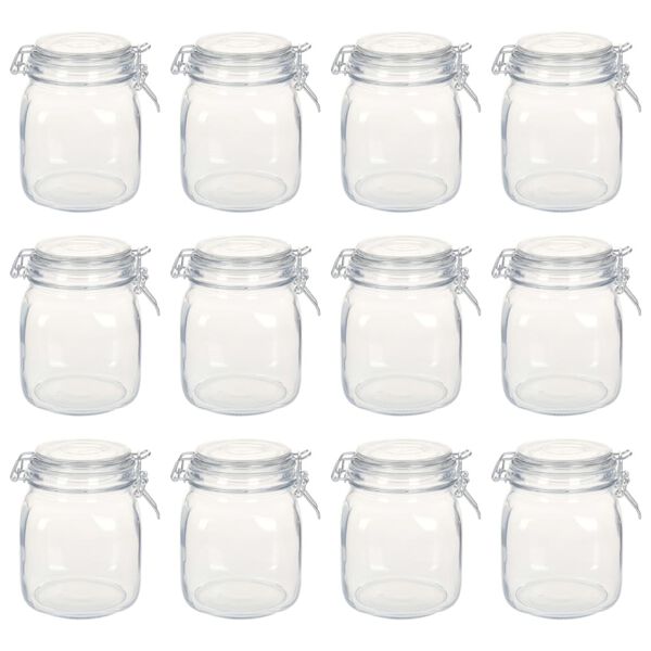 vidaXL Pots en verre avec serrure 12 pcs 1 L