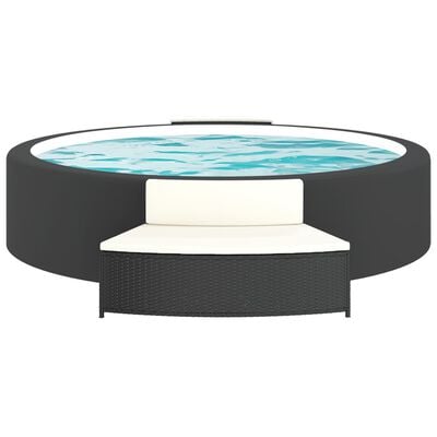 vidaXL Bancs de spa avec coussins lot de 2 noir résine tressée