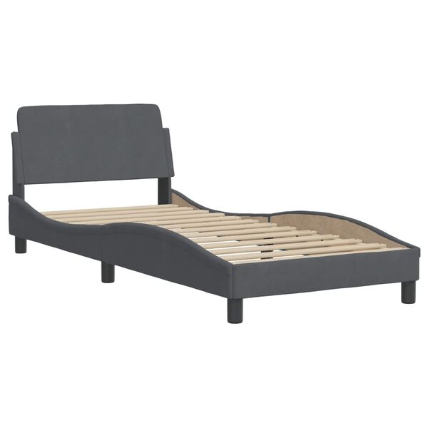 vidaXL Lit avec matelas gris fonc&eacute; 80x200 cm velours