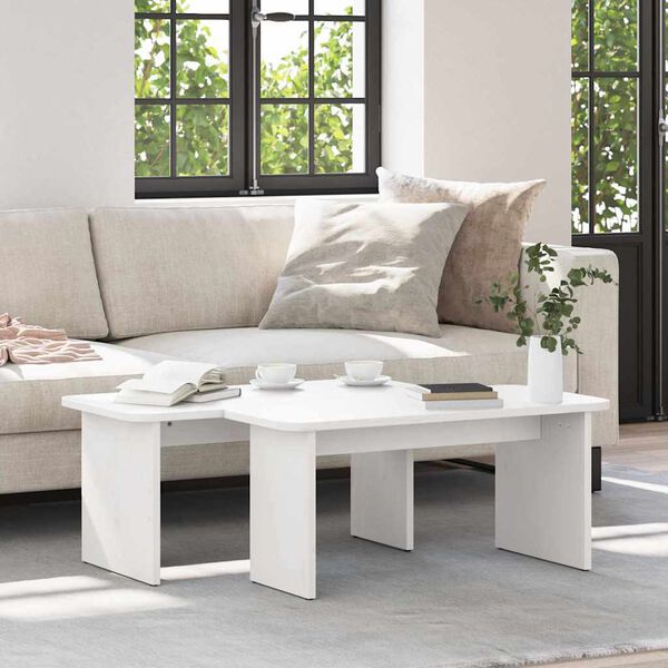 vidaXL Table basse 2 pcs Blanc Bois massif en pin