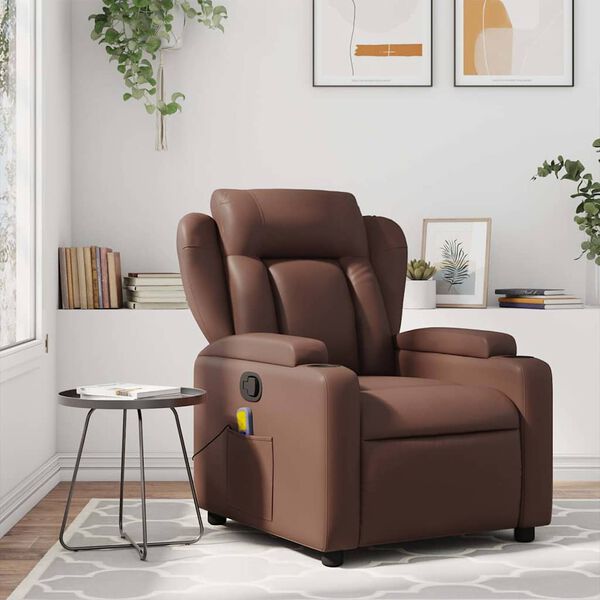 vidaXL Fauteuil de massage inclinable Marron Similicuir