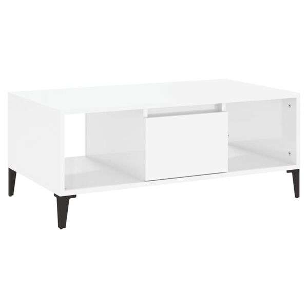 vidaXL Table basse Blanc brillant 90x50x36,5 cm Bois d'ing&eacute;nierie