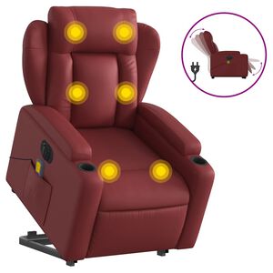 vidaXL Fauteuil inclinable de massage &eacute;lectrique rouge bordeaux