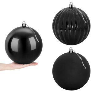 vidaXL Lot de boules de No&euml;l XXL 3 pc Noir &Oslash; 25 cm Plastique