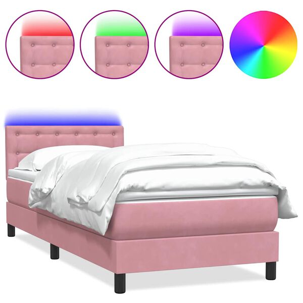 vidaXL Sommier &agrave; lattes de lit avec matelas rose 80x210 cm velours