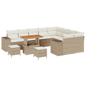 vidaXL Ensemble de canapé de jardin 12 pcs Beige polyrotin