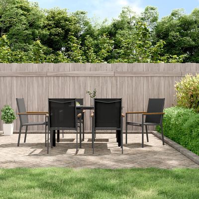 vidaXL Ensemble à manger de jardin 7 pcs noir textilène et acier