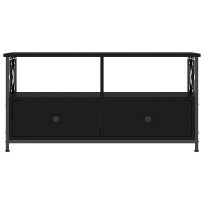 vidaXL Meuble TV noir 90x33x45 cm bois d'ingénierie et fer