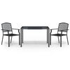 vidaXL Ensemble &agrave; manger de jardin 3 pcs anthracite acier