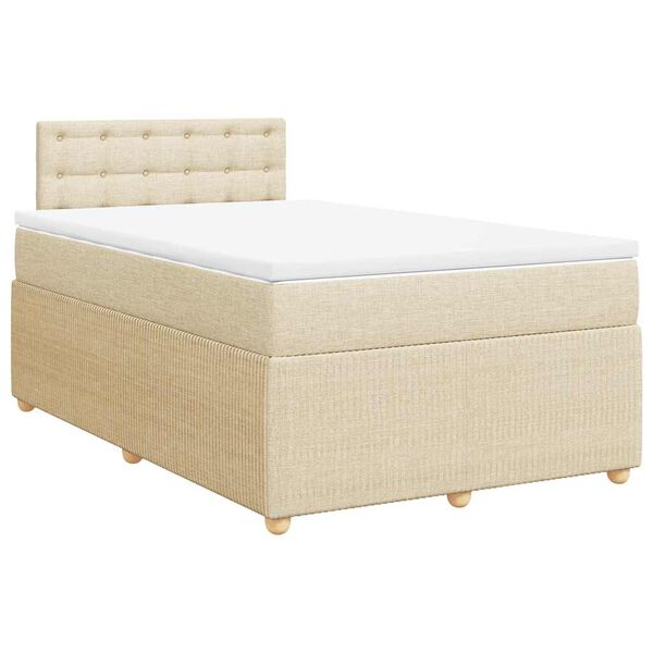 vidaXL Sommier &agrave; lattes de lit avec matelas cr&egrave;me 120x190 cm tissu