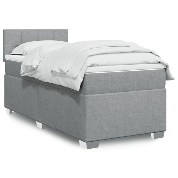 vidaXL Sommier &agrave; lattes de lit avec matelas gris clair 80x200 cm tissu