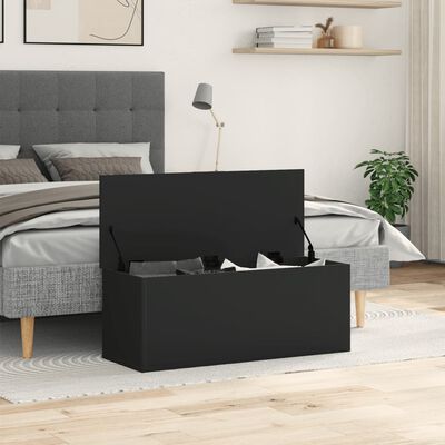 vidaXL Boîte de rangement noir 90x35x35 cm bois d'ingénierie