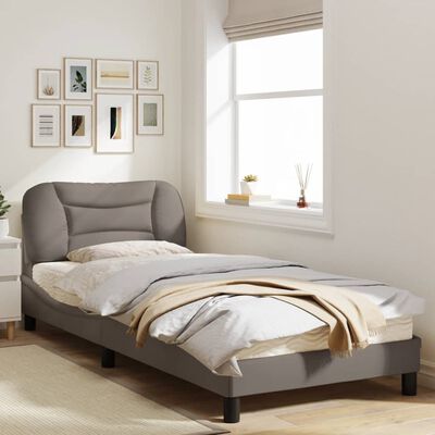 vidaXL Cadre de lit avec tête de lit Taupe 90x200 cm Tissu