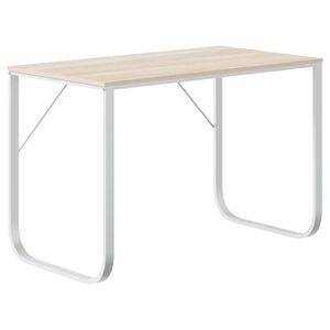 vidaXL Bureau d'ordinateur Blanc et ch&ecirc;ne 110x60x73 cm Agglom&eacute;r&eacute;