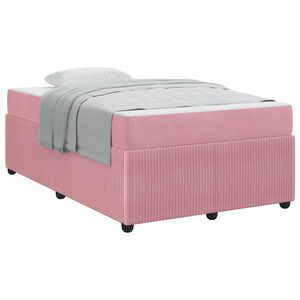 vidaXL Cadre de lit avec matelas Rose 120 x 200 cm tissu