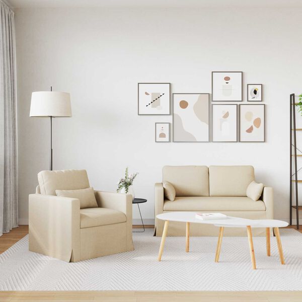 vidaXL Canap&eacute; 2 pcs Cr&egrave;me 139 x 78 x 80 cm tissu