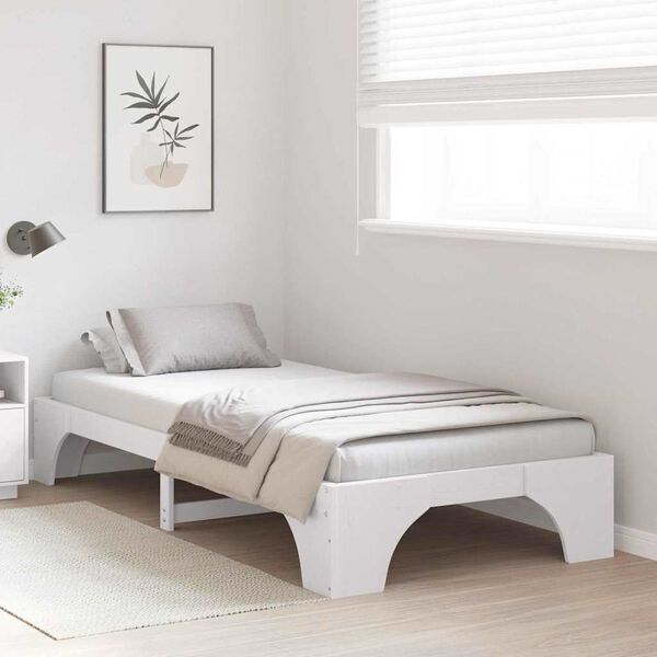 vidaXL Cadre de lit Blanc 100 x 200 cm Pin massif