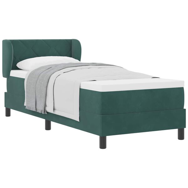 vidaXL Lit &agrave; ressorts avec matelas Vert fonc&eacute; 80 x 200 cm Velours