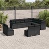 vidaXL Salon de jardin 12 pcs avec coussins noir r&eacute;sine tress&eacute;e