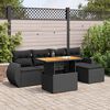 vidaXL Salon de jardin 6 pcs avec coussins noir r&eacute;sine tress&eacute;e