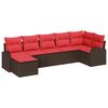 vidaXL Ensemble de Canap&eacute;s 7 pcs Marron et rouge polyrotin