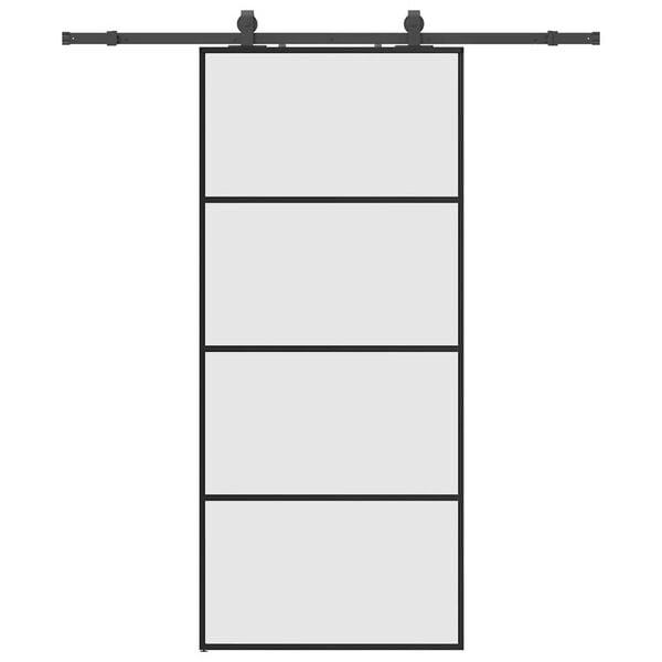 vidaXL Porte coulissante kit de quincaillerie noir 90x205 cm verre ESG