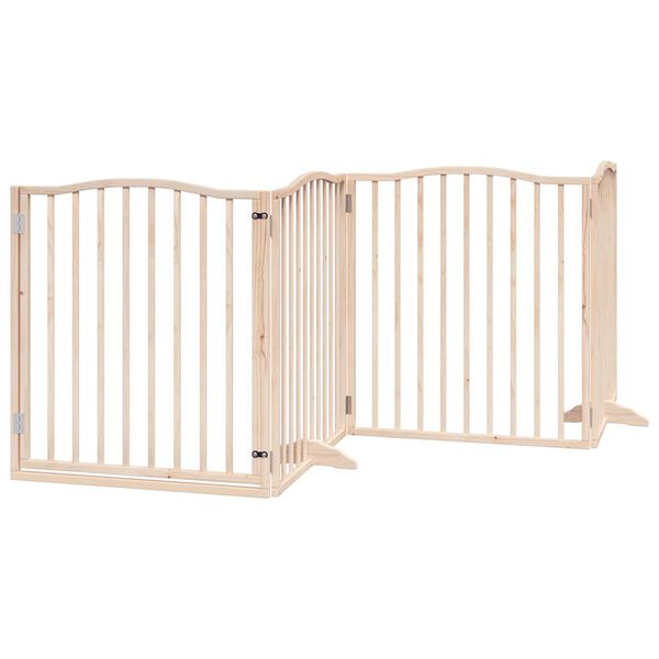 vidaXL Barri&egrave;re pour chiens avec porte 4 panneaux bois de peuplier