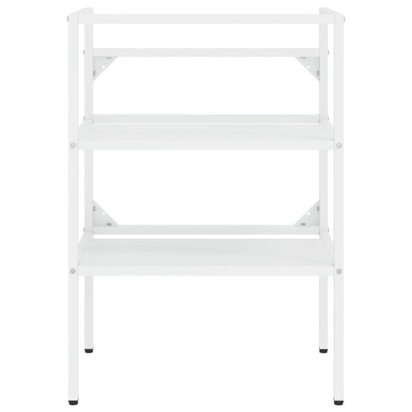 vidaXL Cadre de lavabo de salle de bain vasque &agrave; encastrer Blanc Fer