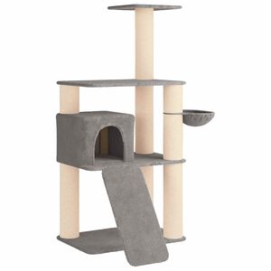 vidaXL Arbre &agrave; chat avec poteaux &agrave; griffer en sisal Gris clair 173 cm