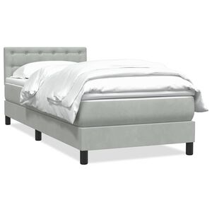 vidaXL Sommier &agrave; lattes de lit et matelas gris clair 90x220 cm velours